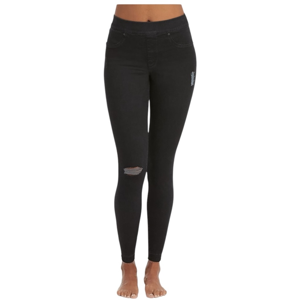 SPANX Distressed Ankle Skinny Jeans Black Vintage Wash size large